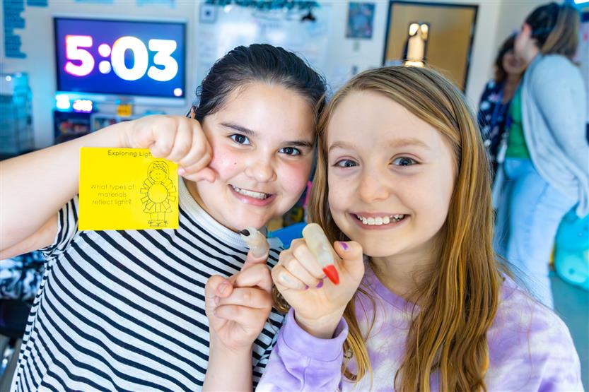 Elementary students doing a light lab